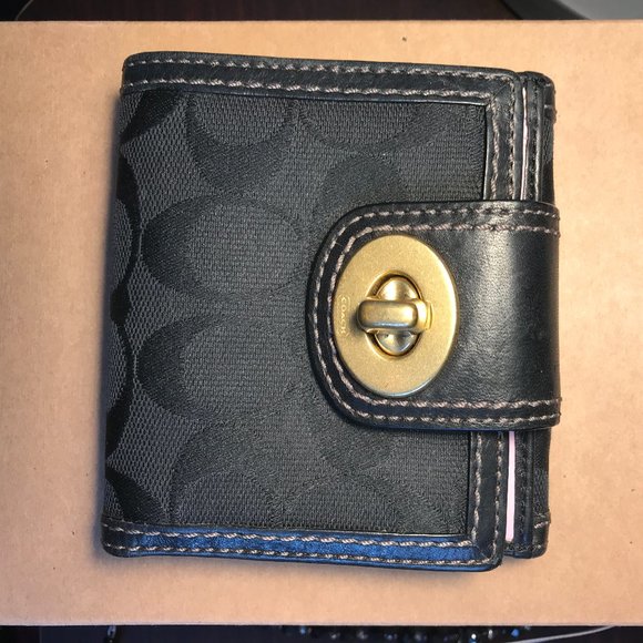 COACH Black Hampton Signature Wallet